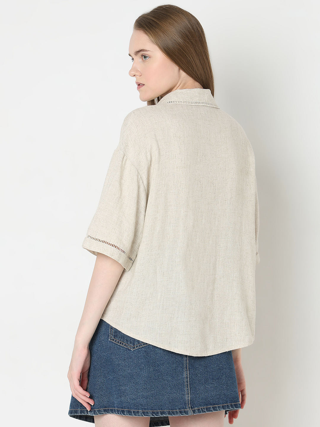 Dark Beige Drop Shoulder Shirt