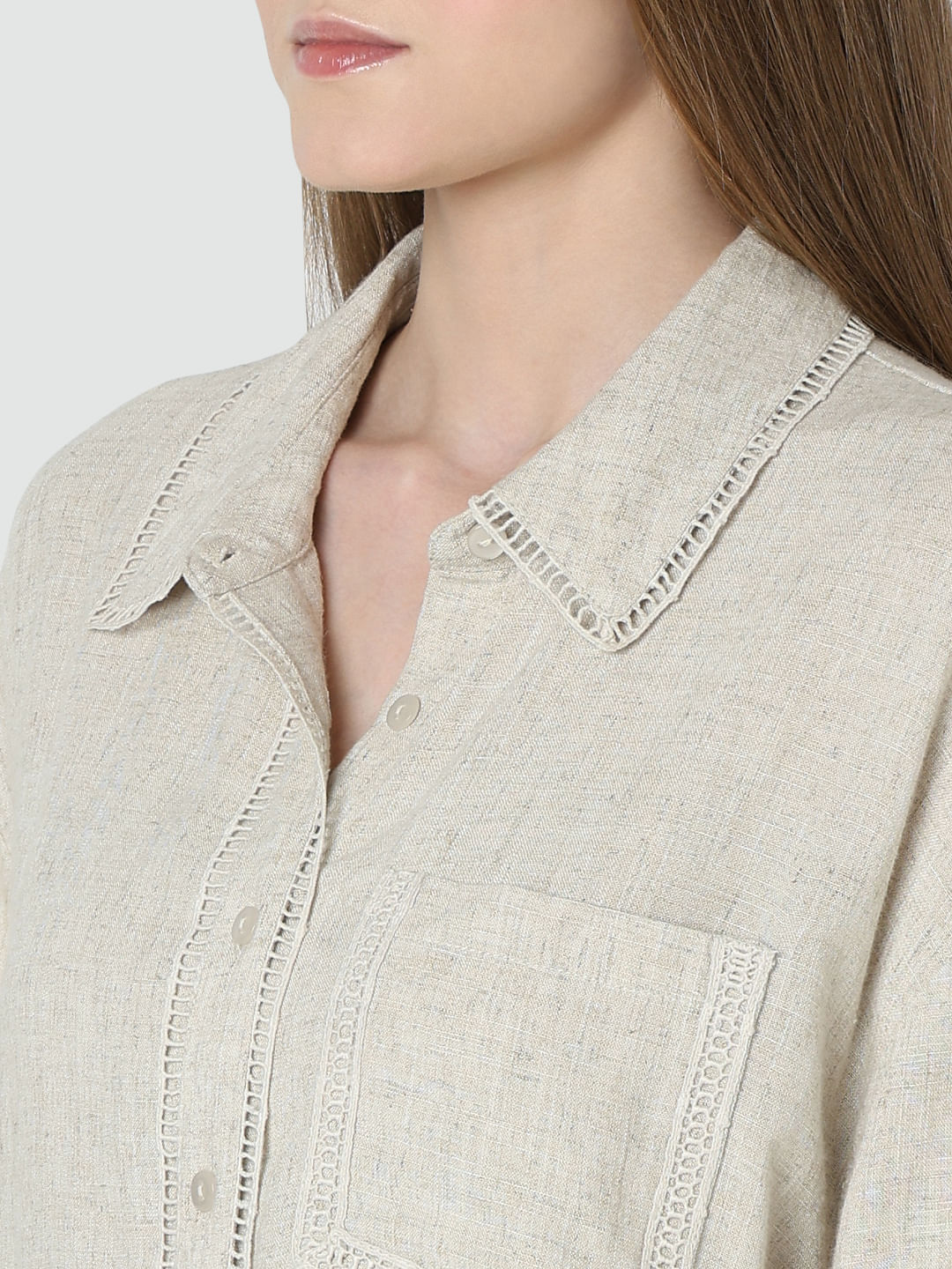 Dark Beige Drop Shoulder Shirt