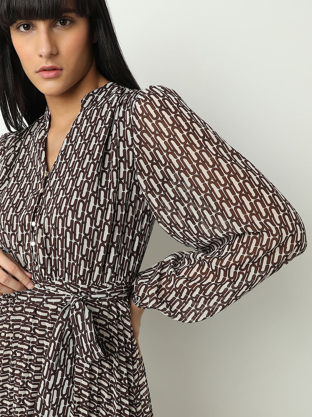 Black Printed Midi Dress