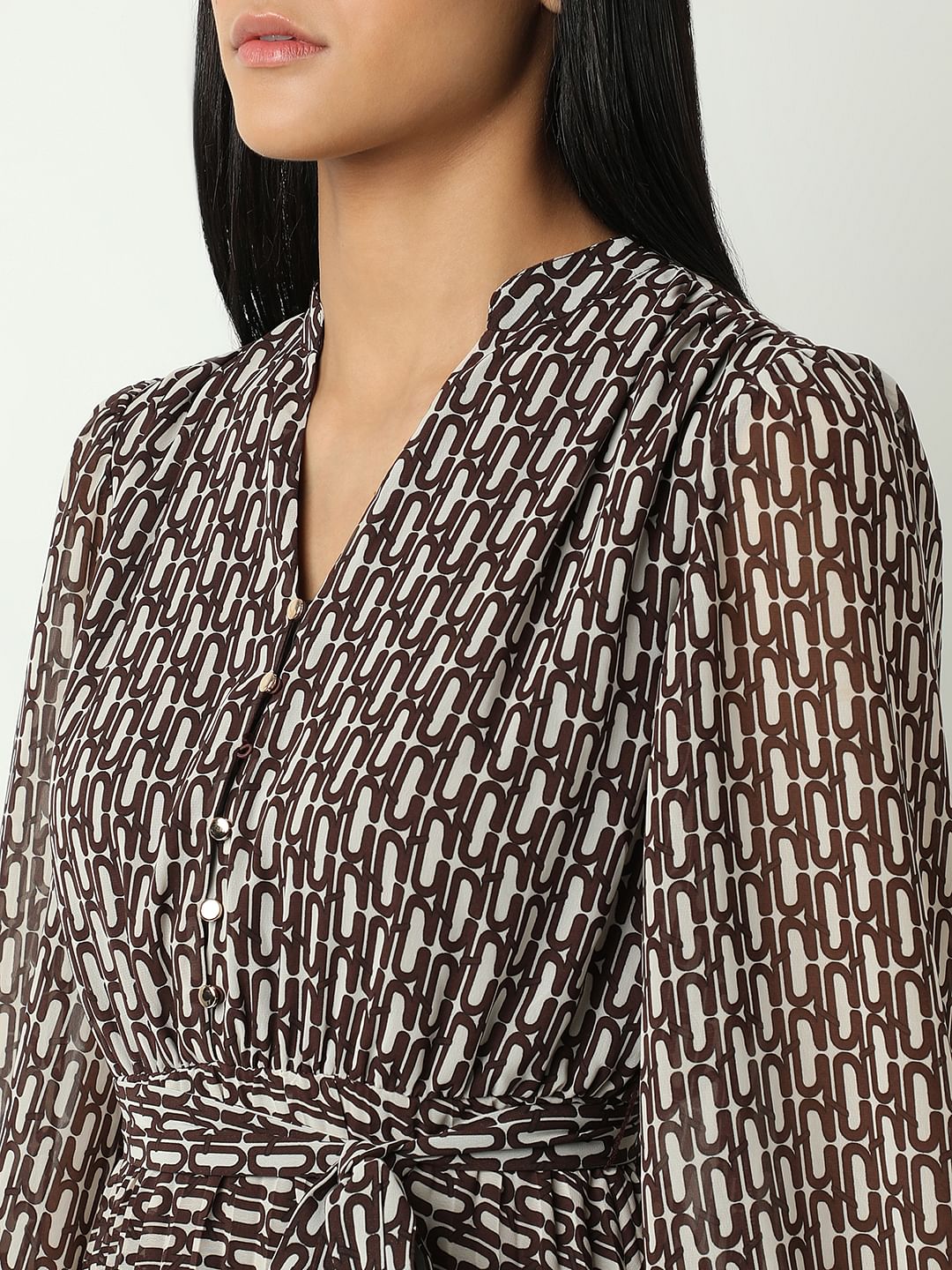 Black Printed Midi Dress