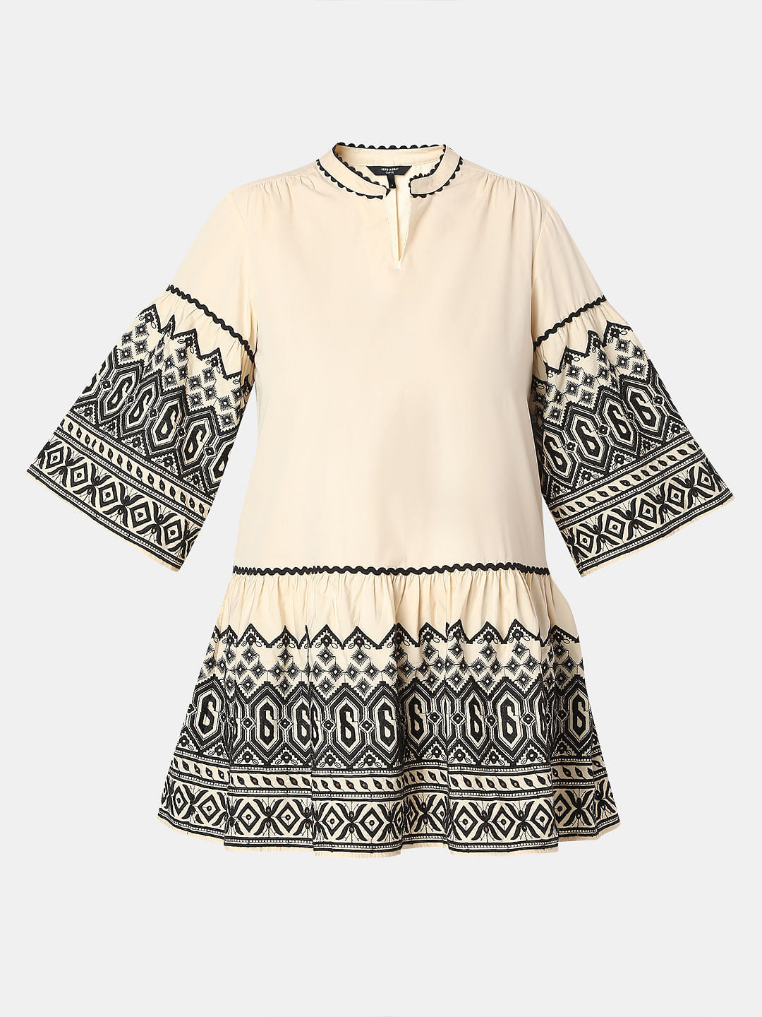 Curve Beige Printed Shift Dress