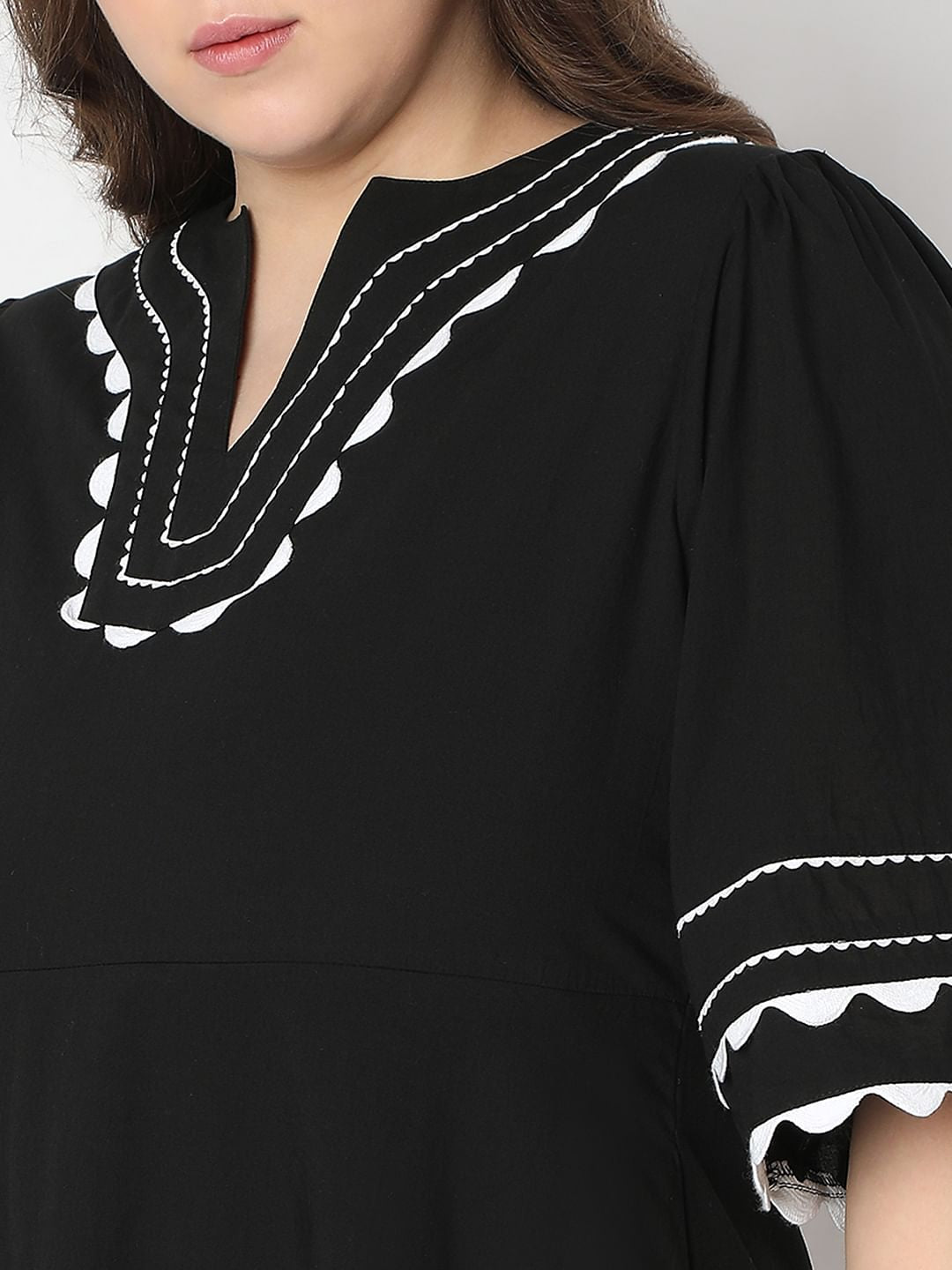 Curve Black Printed Shift Dress