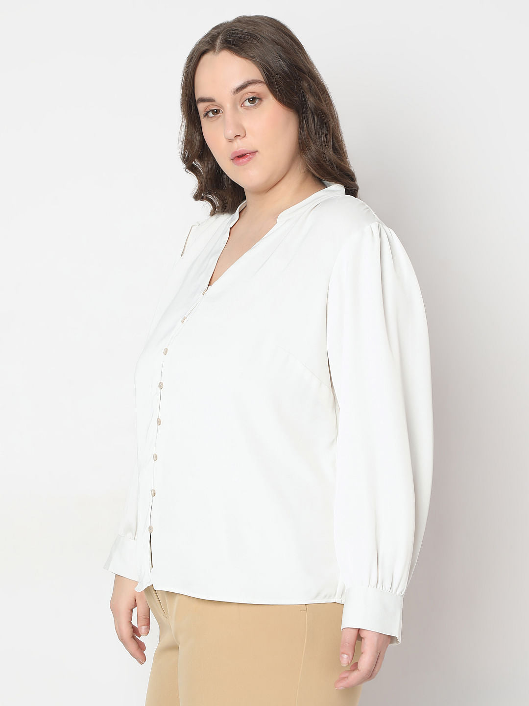 Curve White V-Neck Top