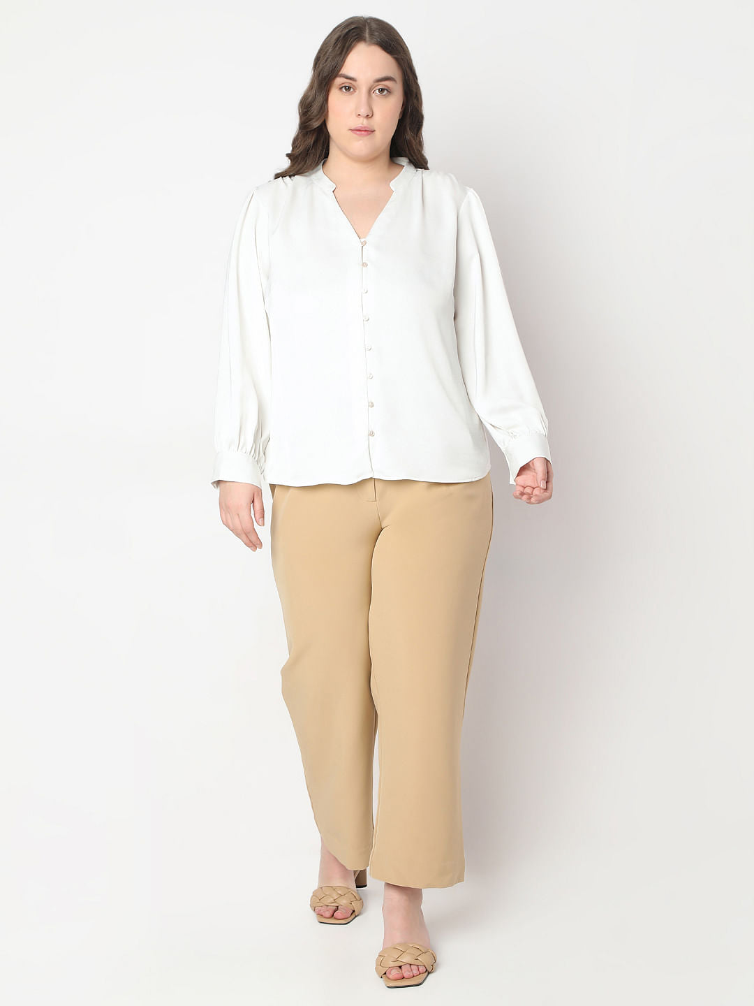 Curve White V-Neck Top