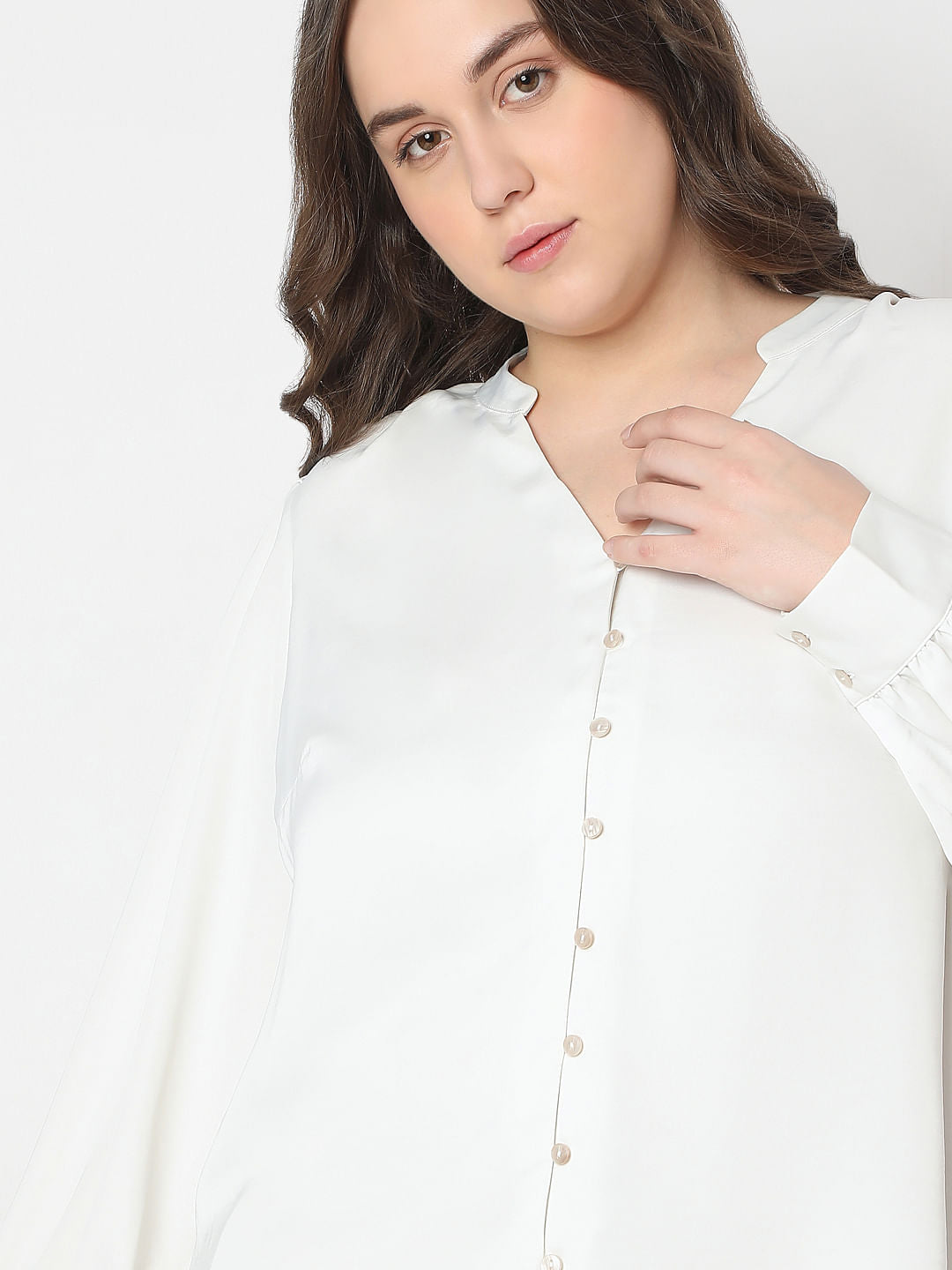 Curve White V-Neck Top