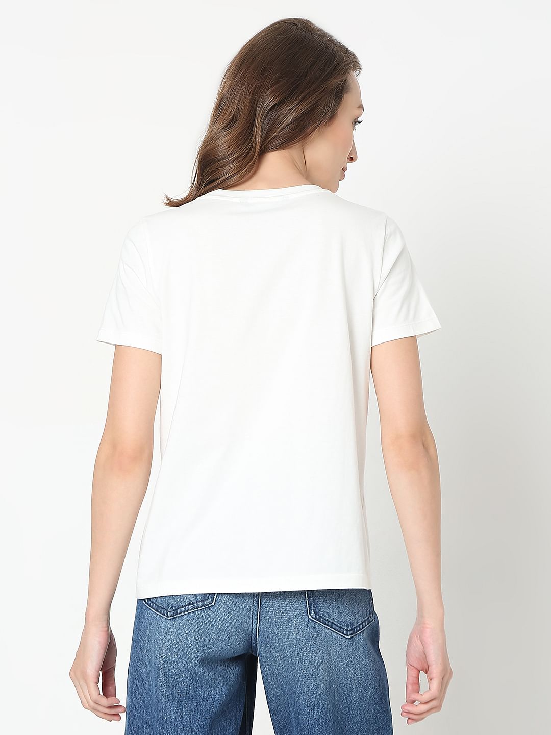 White Typographic Print T-Shirt