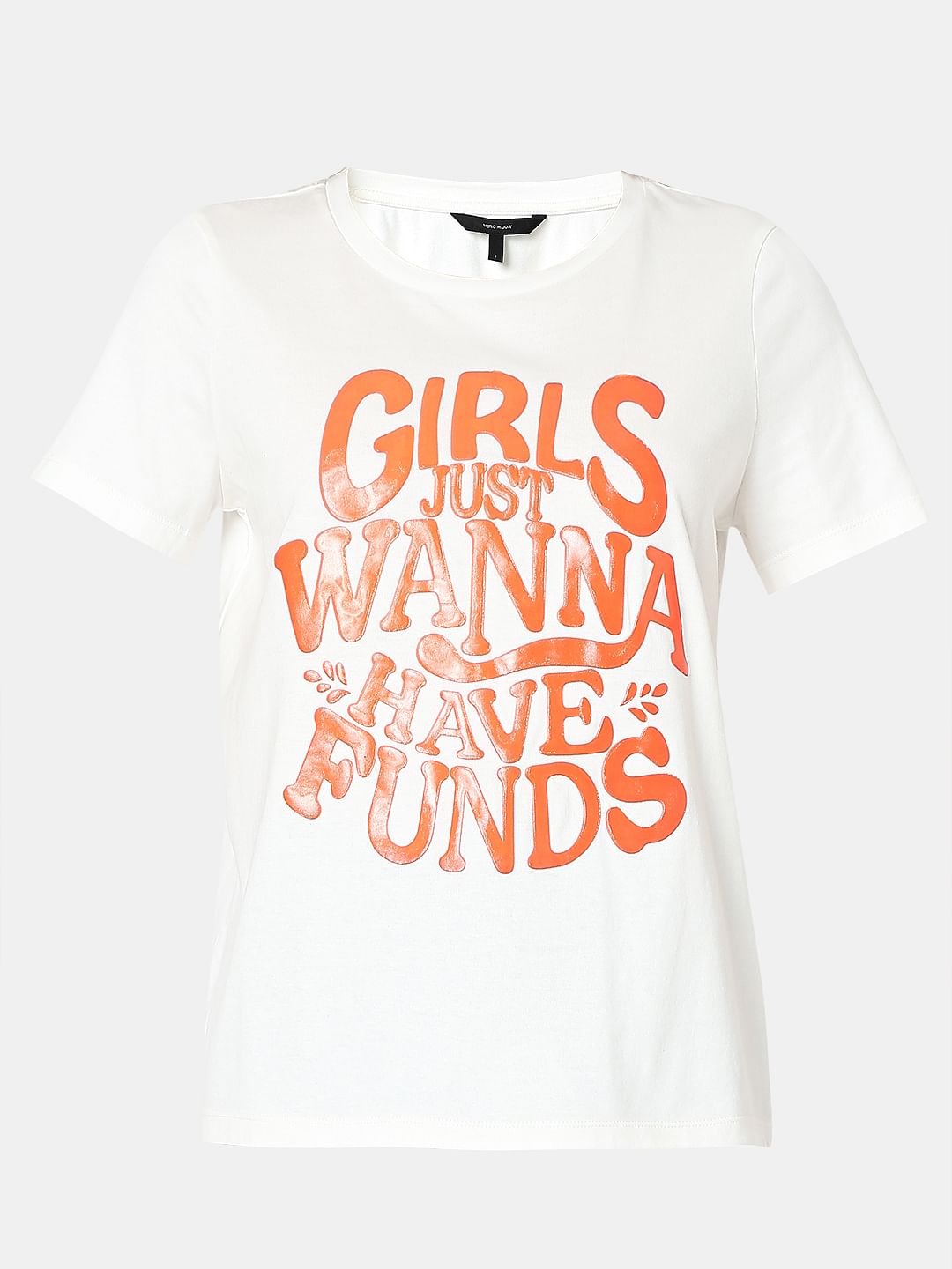 White Typographic Print T-Shirt