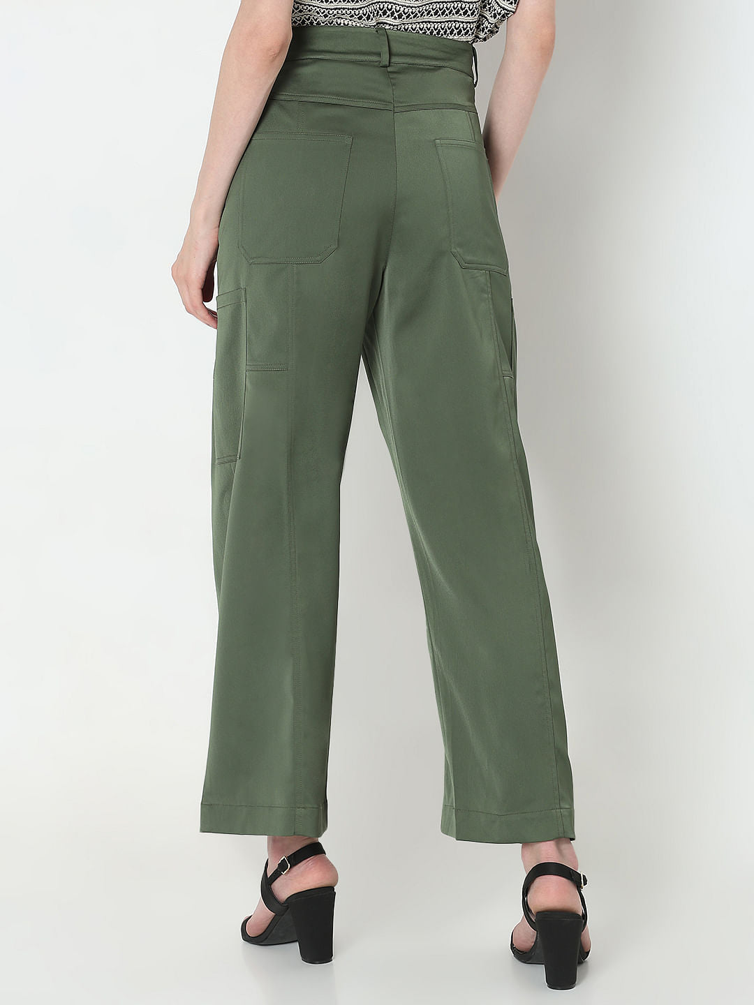Green Mid Rise Cargo Pants