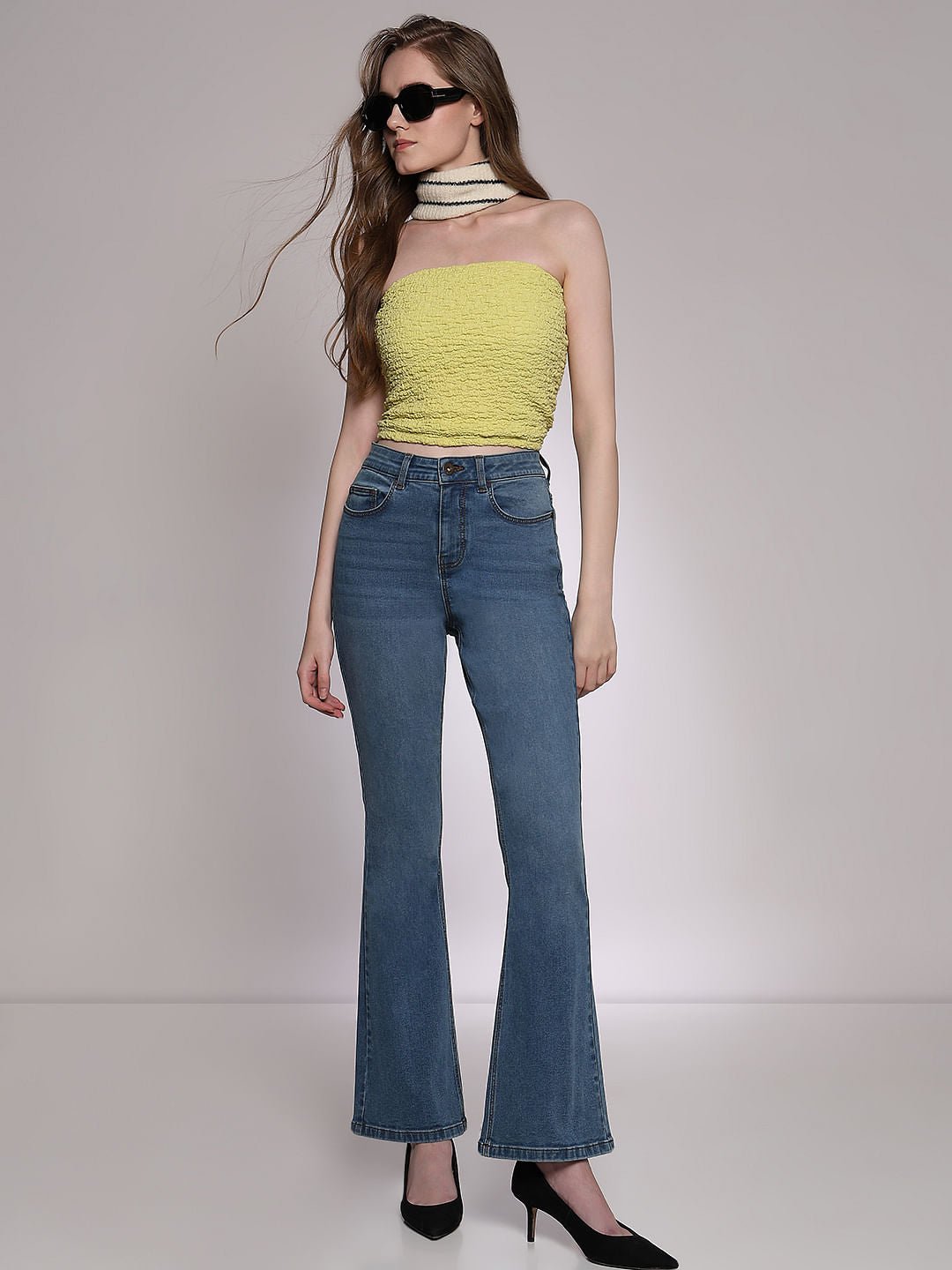 Light Blue High Rise Bootcut Jeans