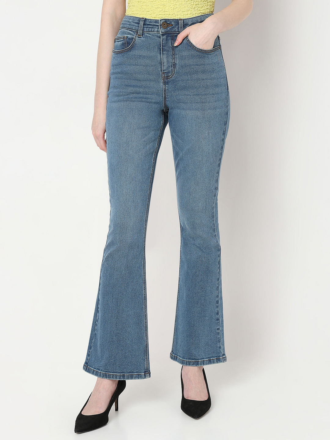 Light Blue High Rise Bootcut Jeans