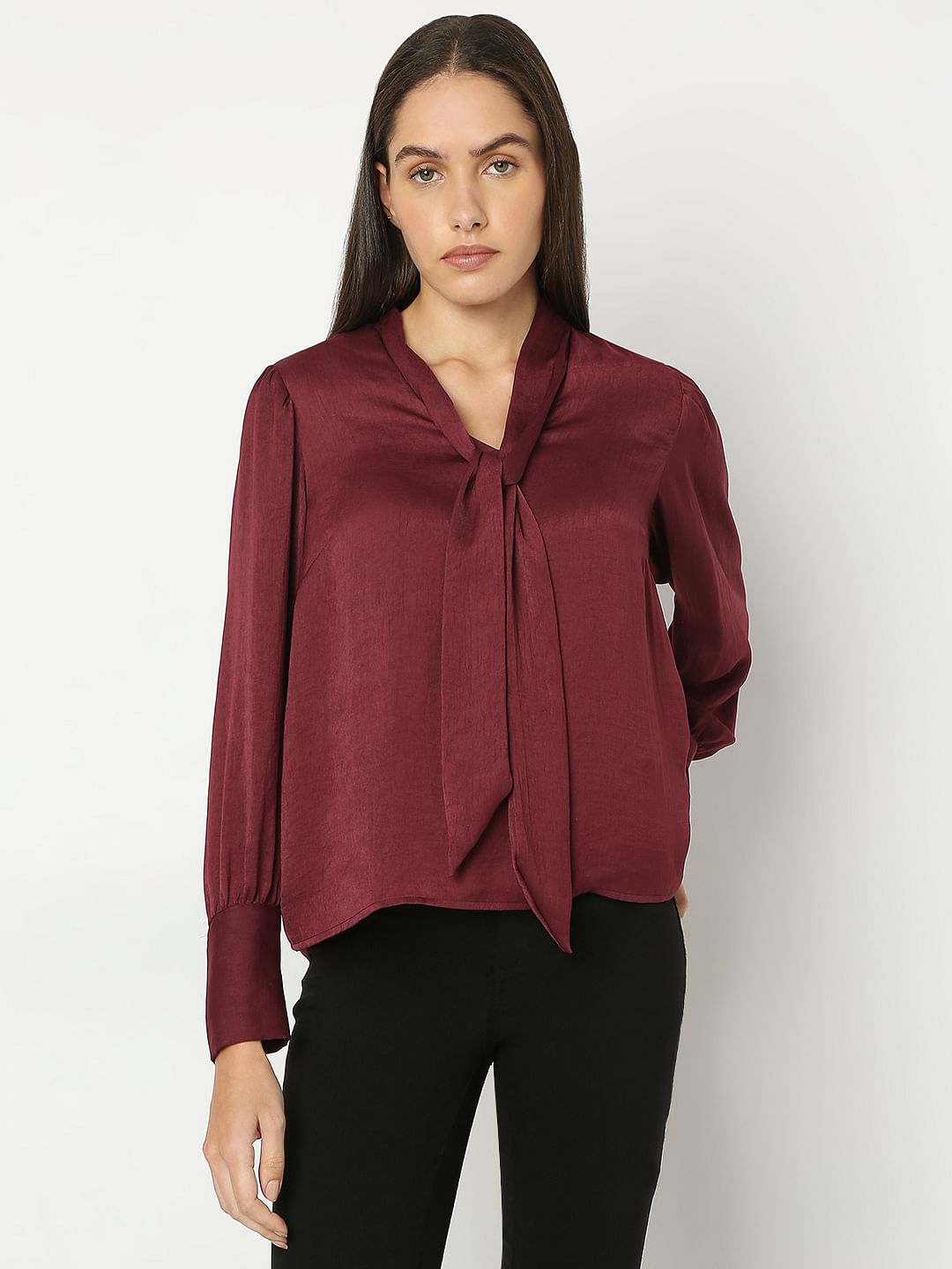 Maroon Satin Top