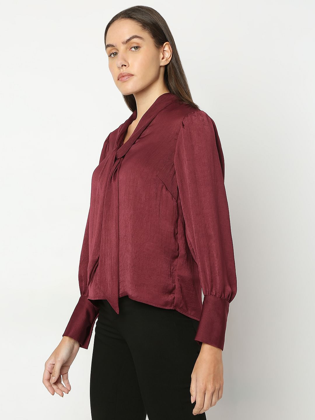 Maroon Satin Top