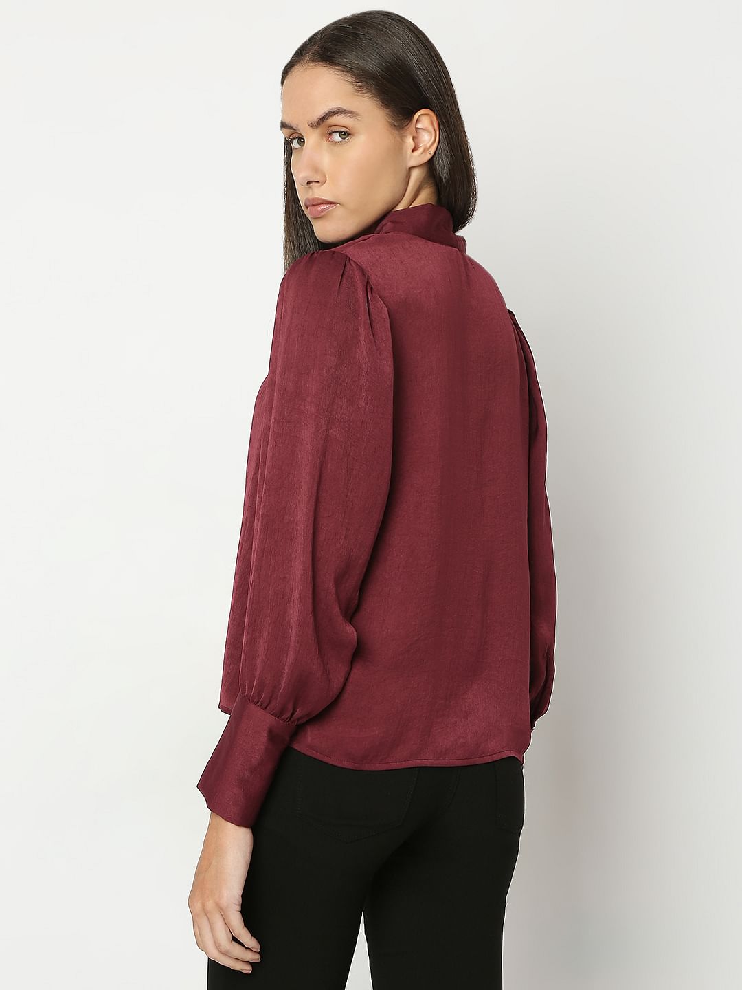 Maroon Satin Top