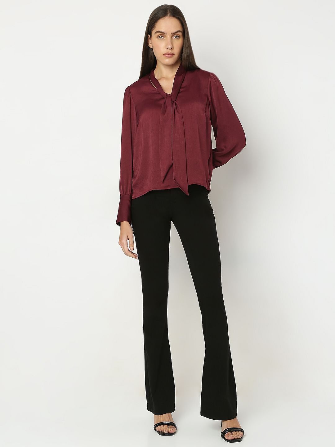 Maroon Satin Top