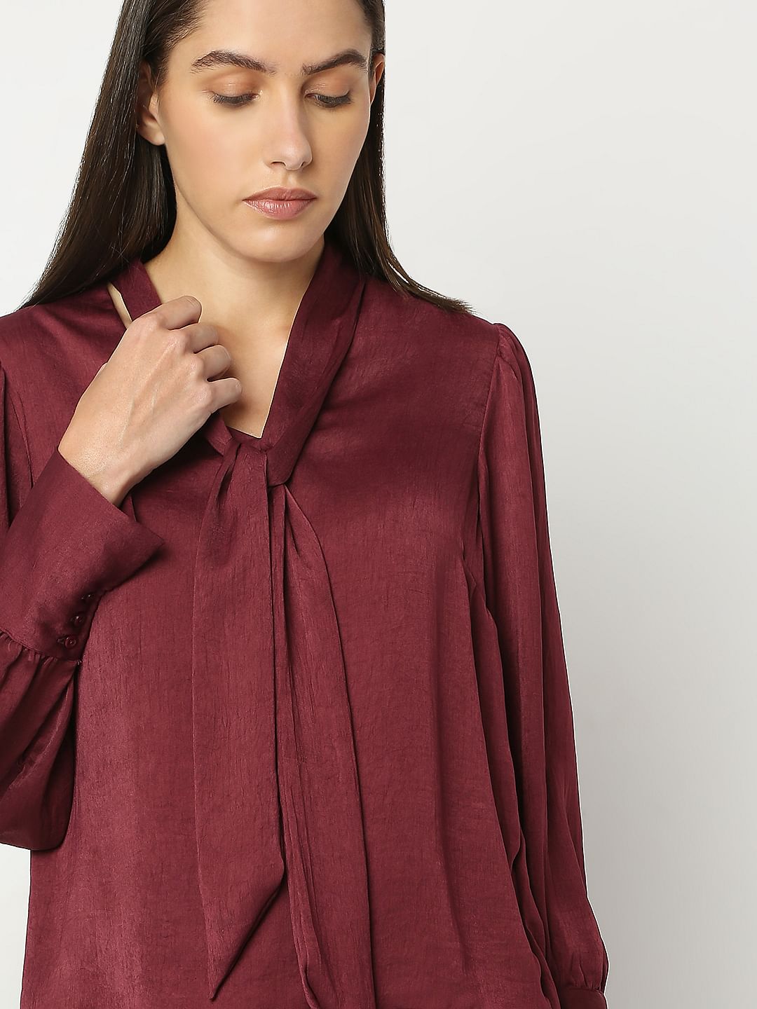 Maroon Satin Top
