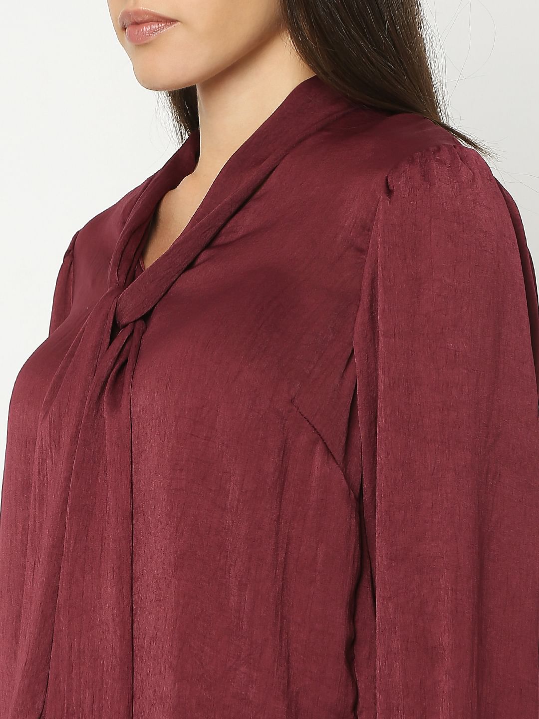 Maroon Satin Top