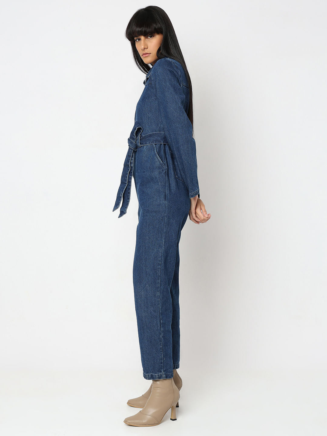 Blue Cotton Denim Jumpsuit