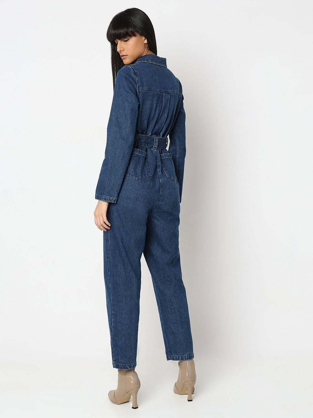 Blue Cotton Denim Jumpsuit