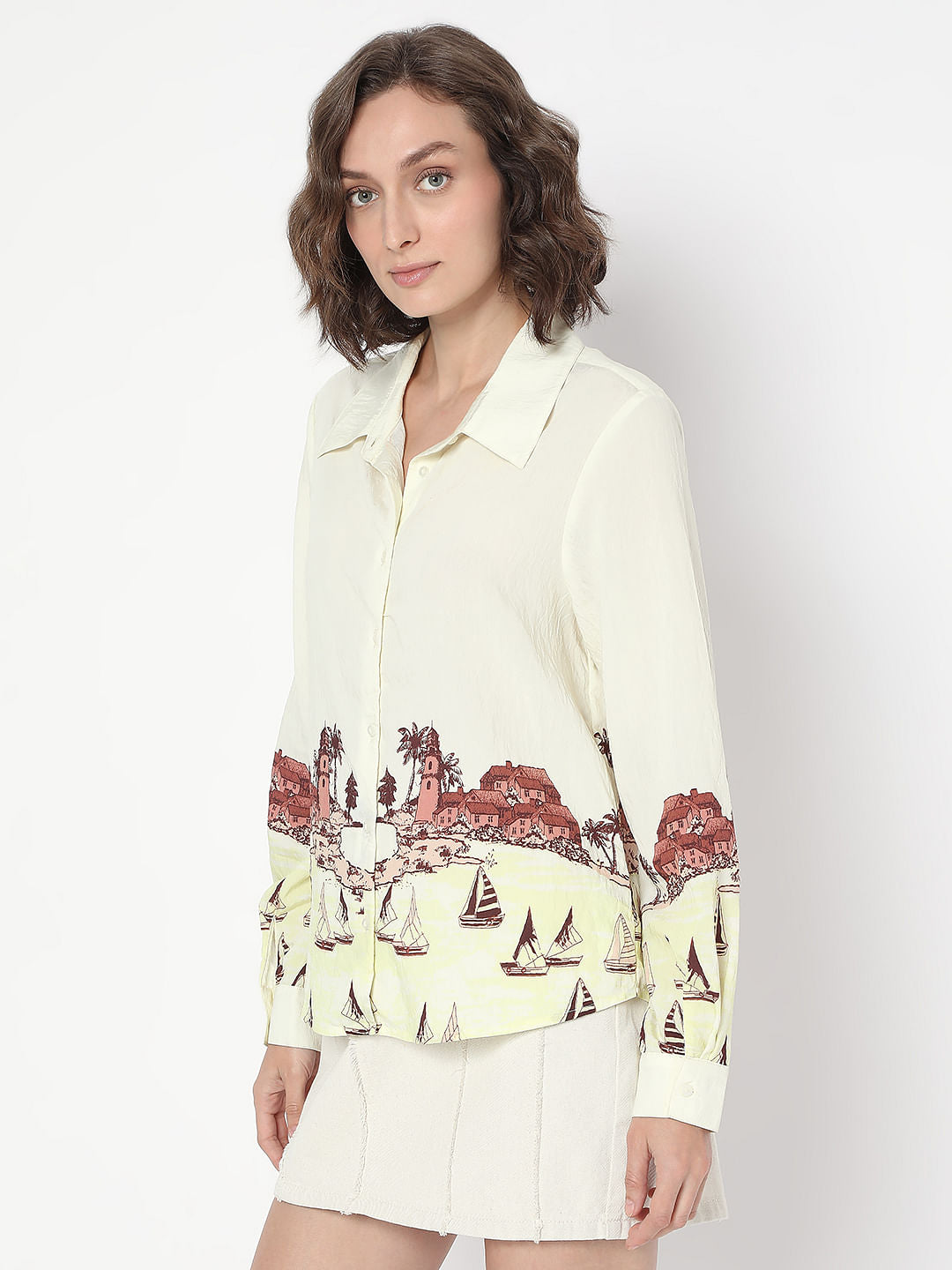 White Printed Long Shirt