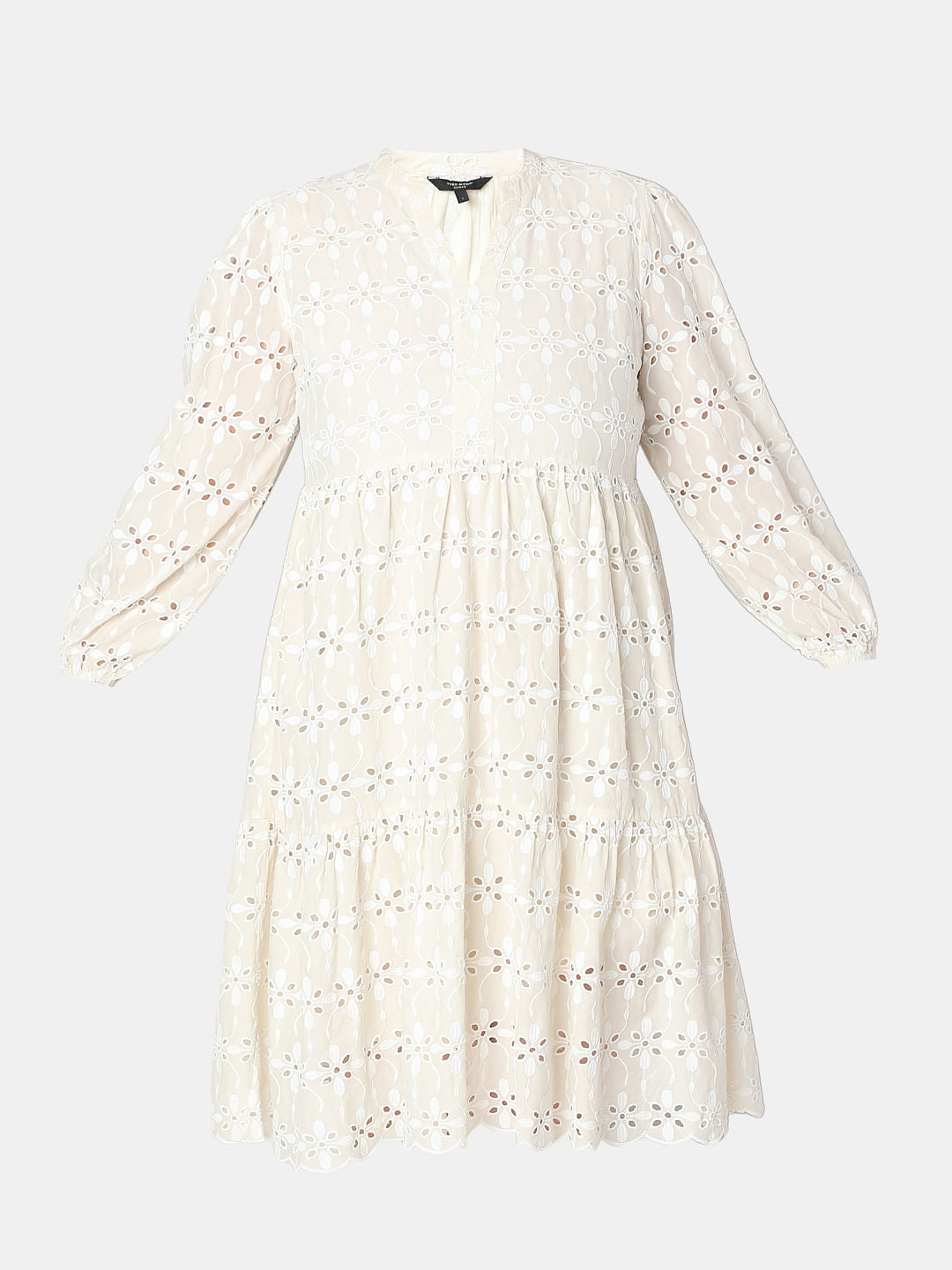 Curve Beige Schiffli Shift Dress