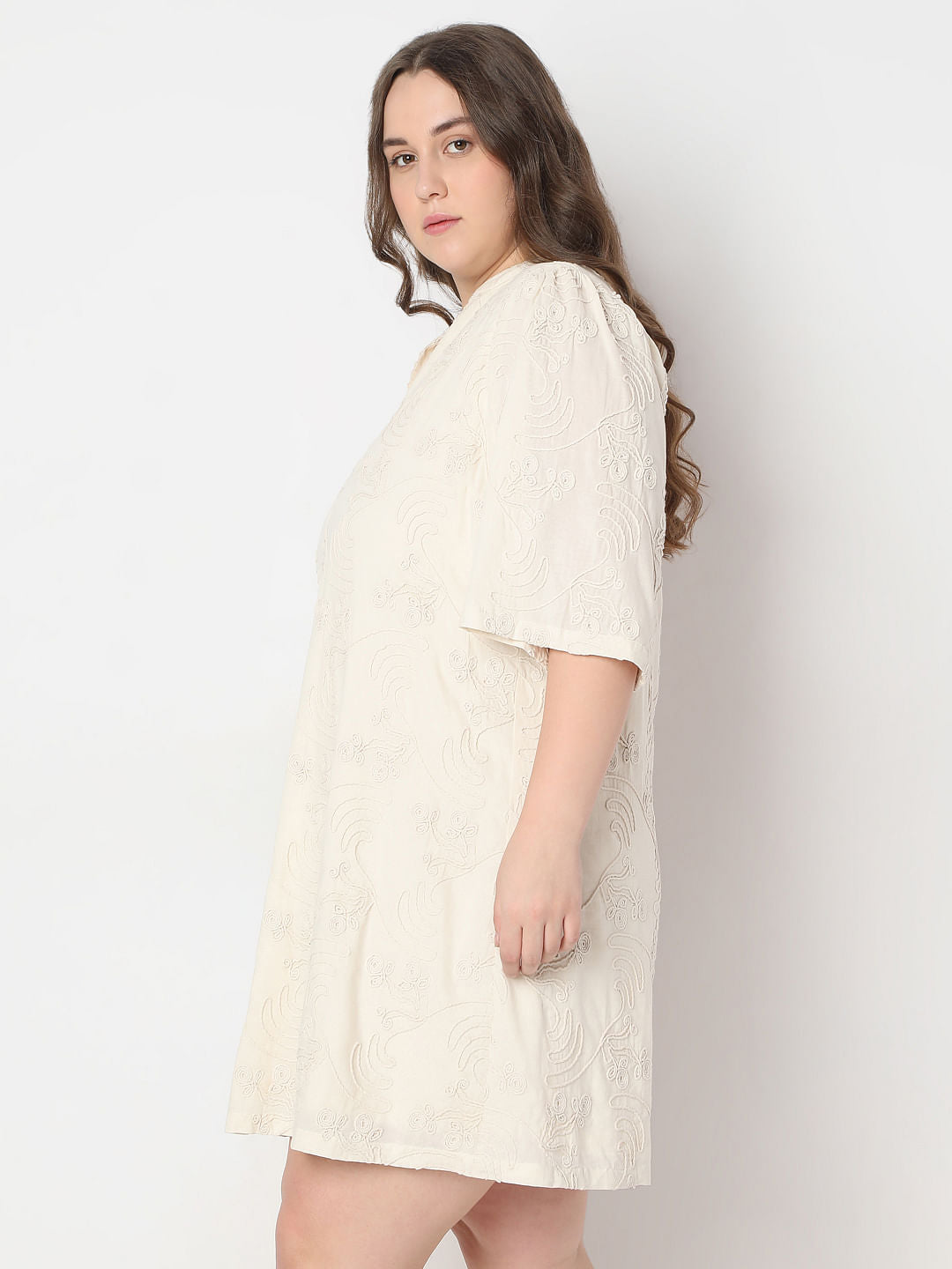 Curve Cream Textured Shift Dress