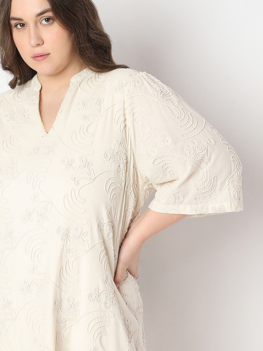 Curve Cream Textured Shift Dress