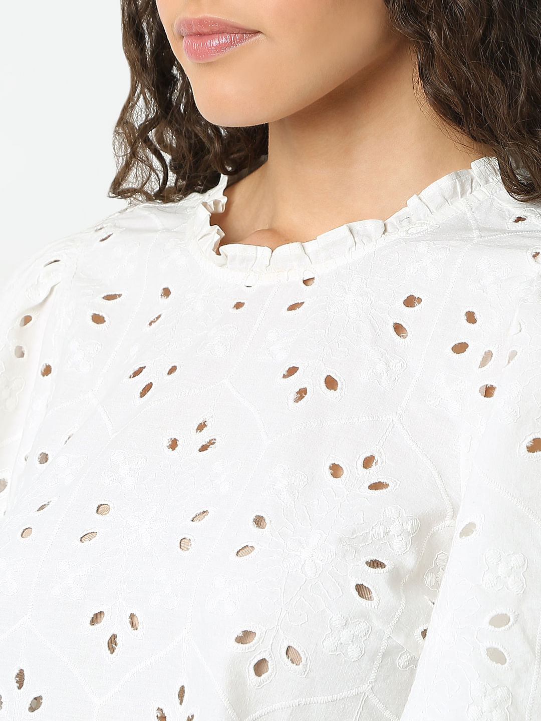 White Schiffli Cotton Top