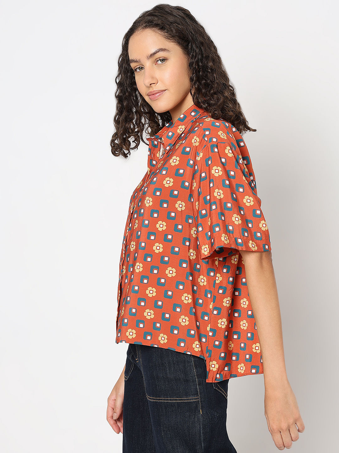 Warm Orange Printed Shirt