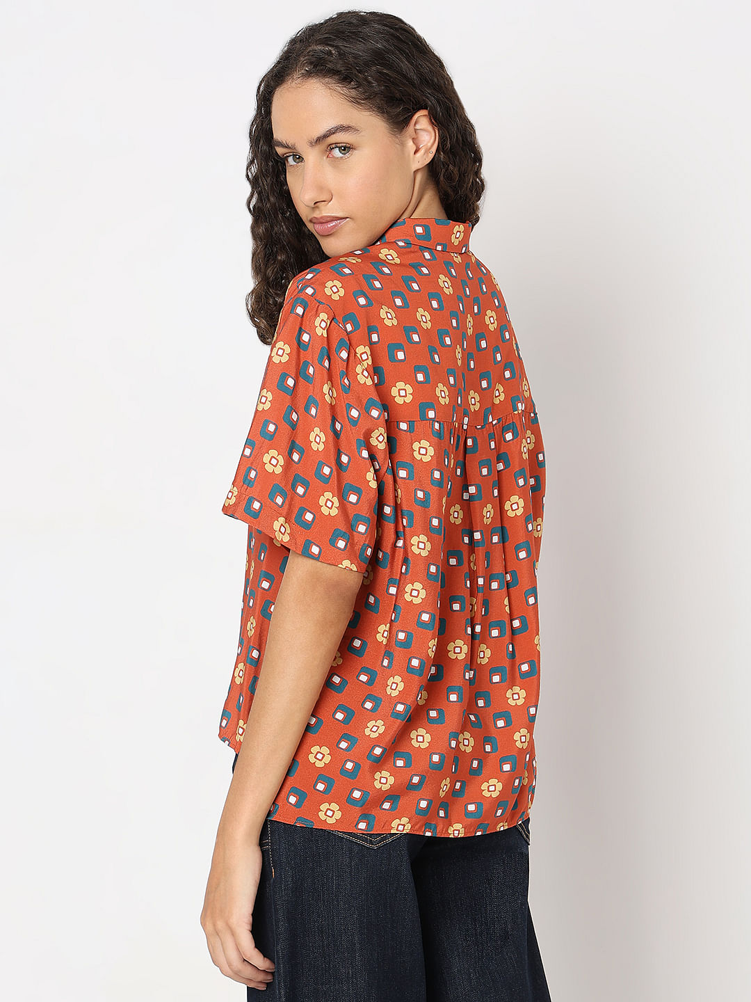Warm Orange Printed Shirt
