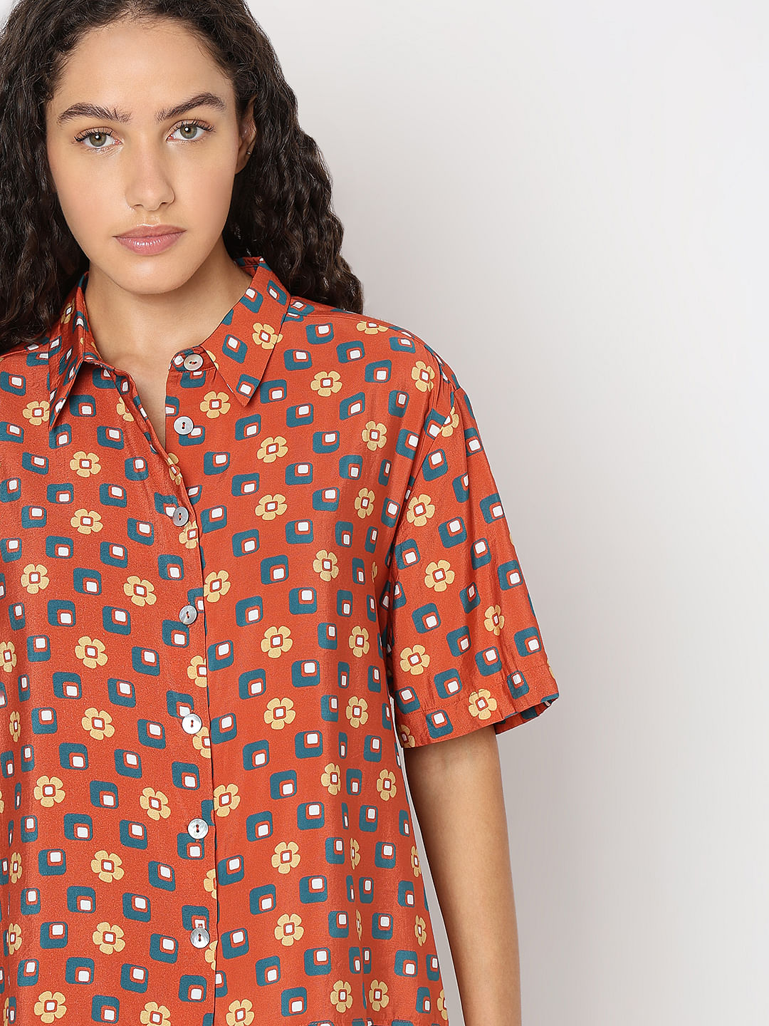 Warm Orange Printed Shirt
