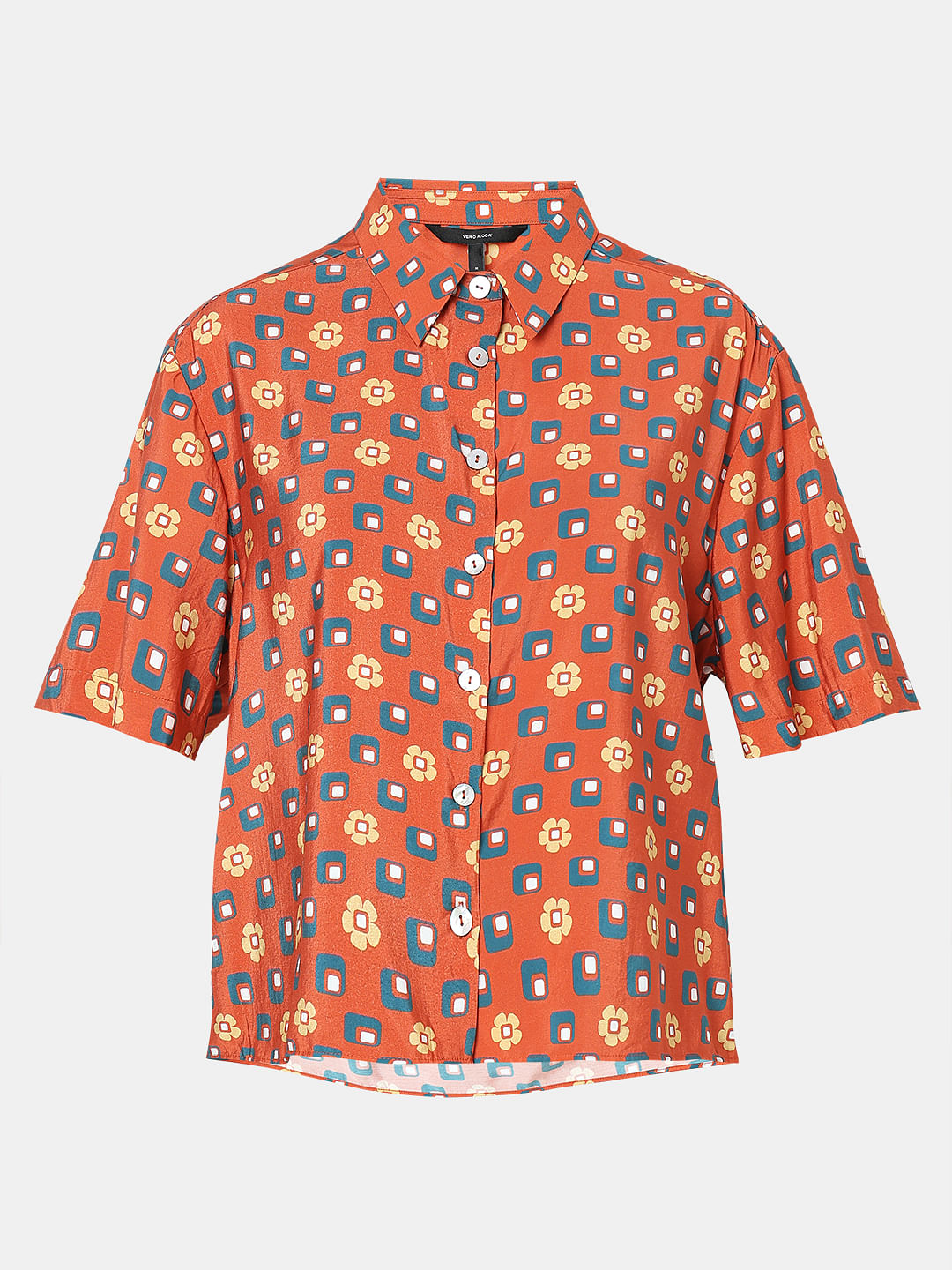 Warm Orange Printed Shirt