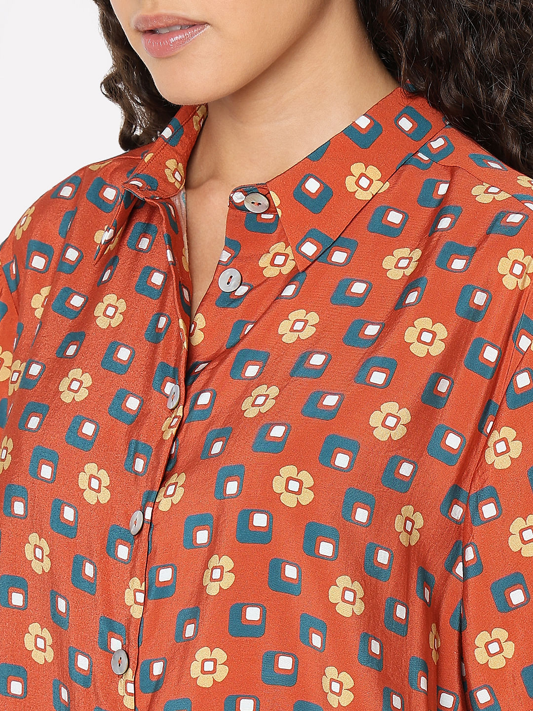 Warm Orange Printed Shirt