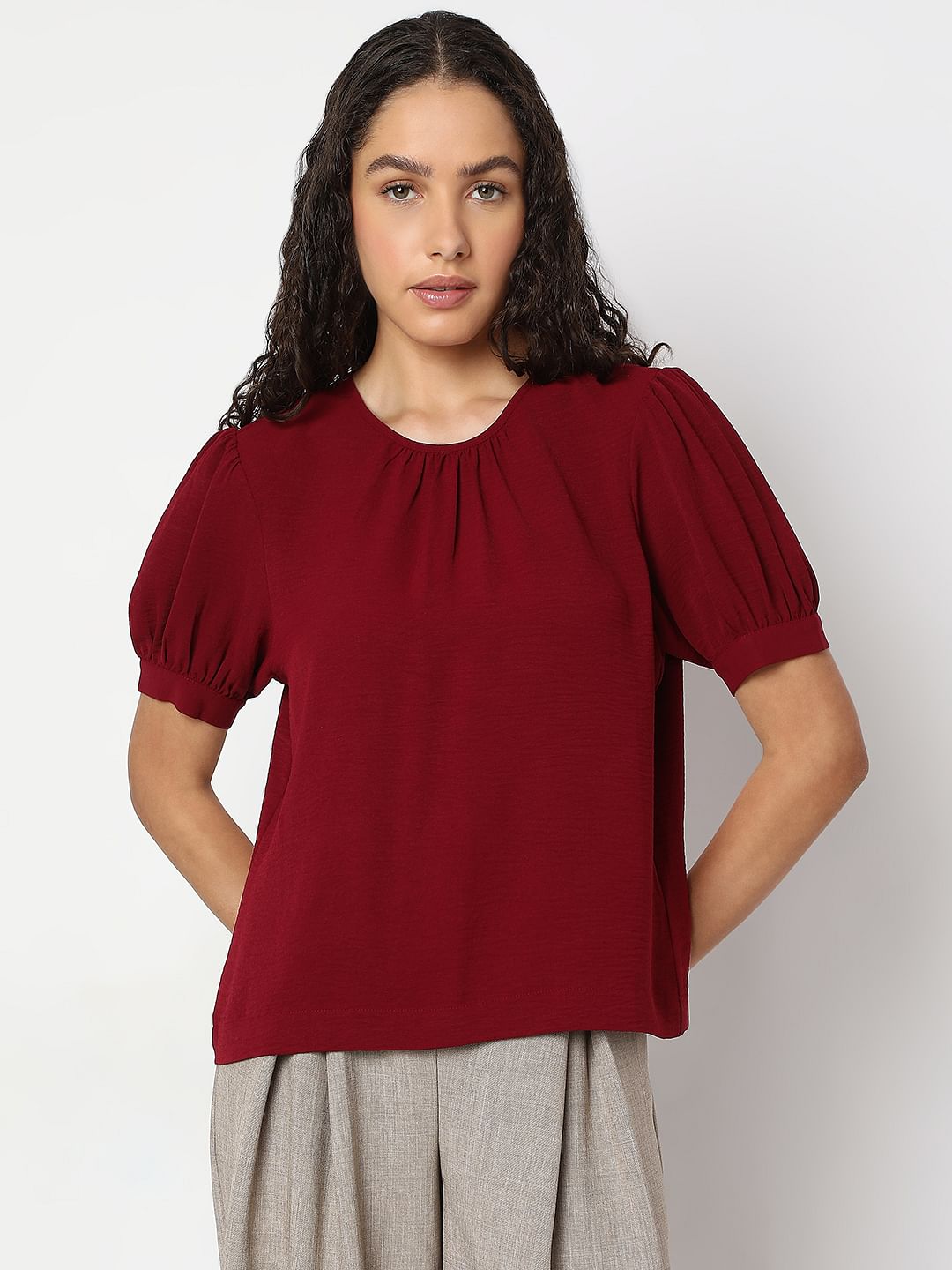 Maroon Short Sleeve Top