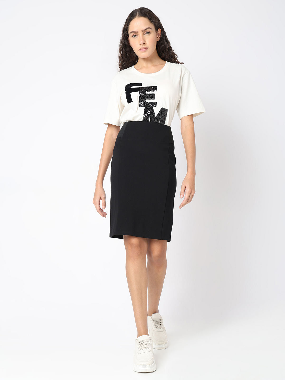 Vero Mod Black High Rise Pencil Skirt