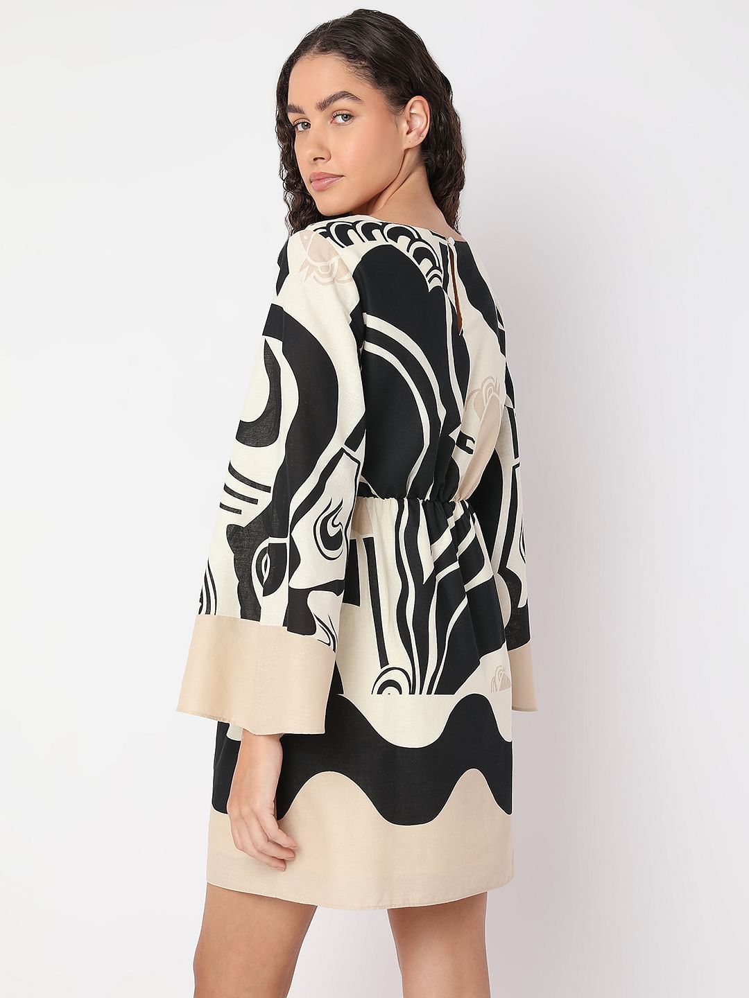 Beige Geo Printed Dress