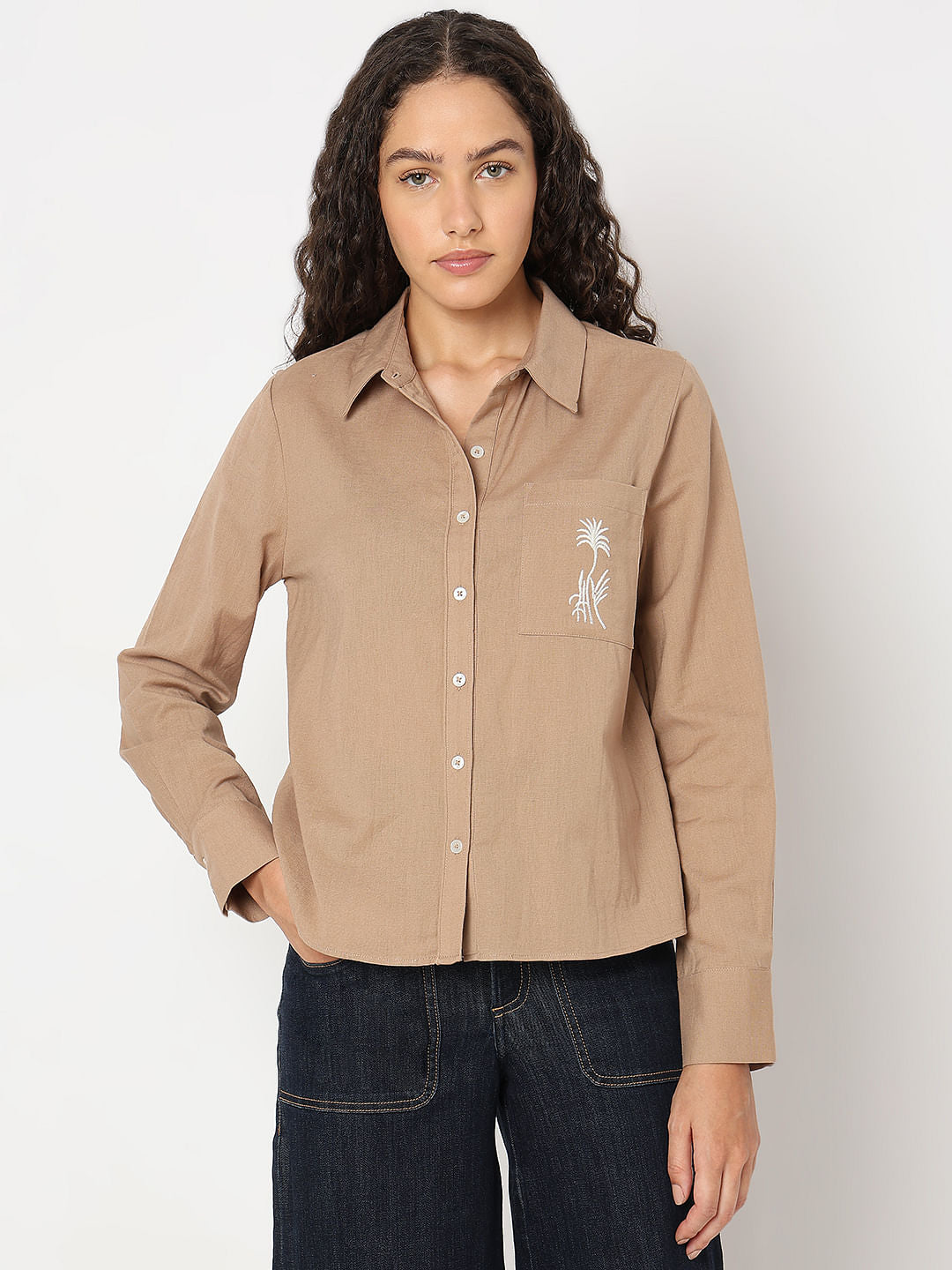 Brown Cotton-Linen Shirt