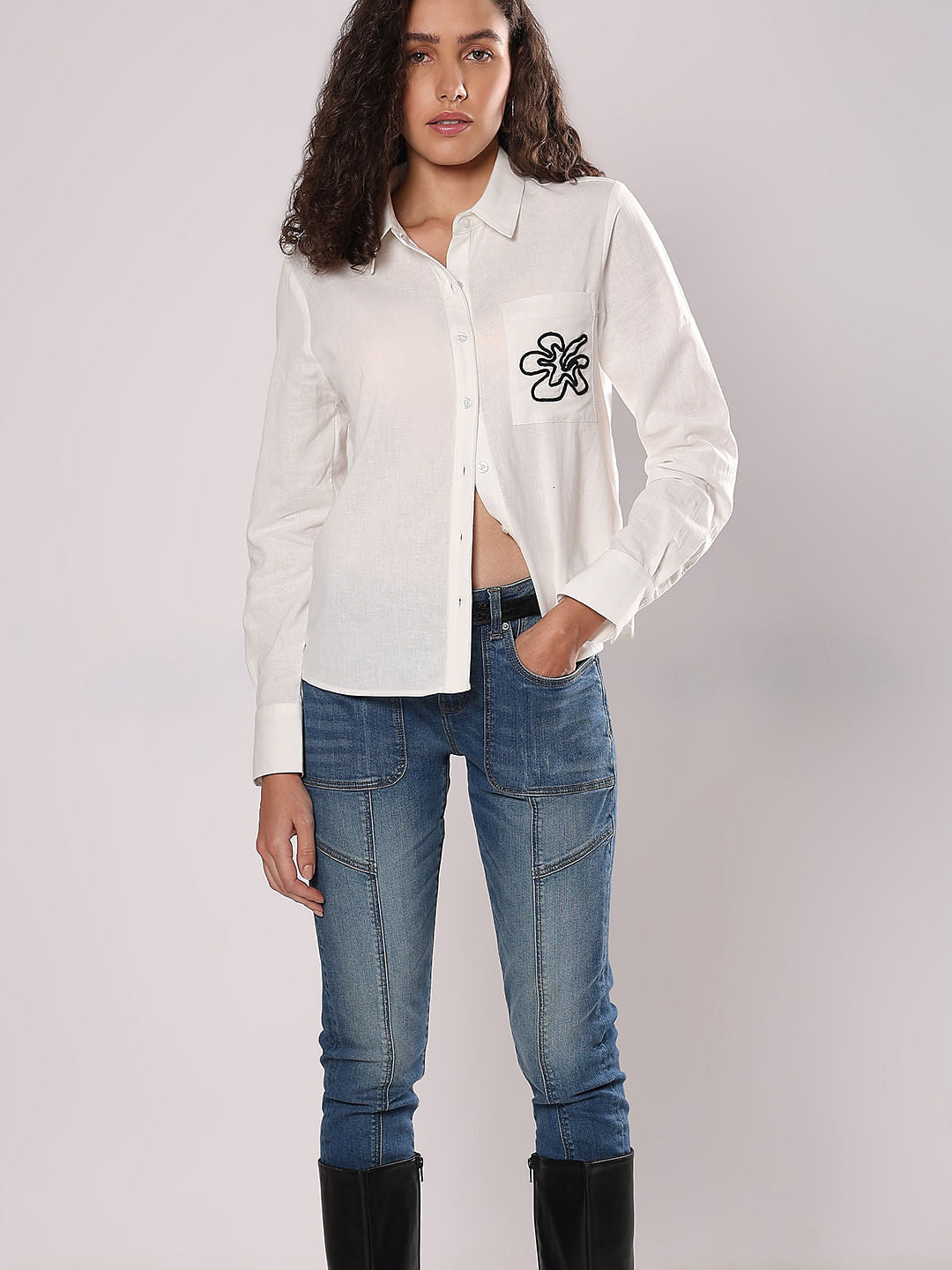 White Cotton-Linen Shirt