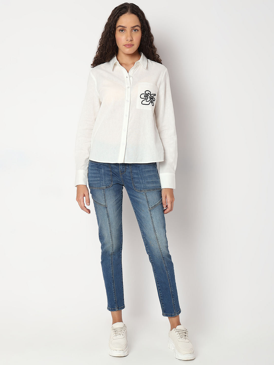 White Cotton-Linen Shirt