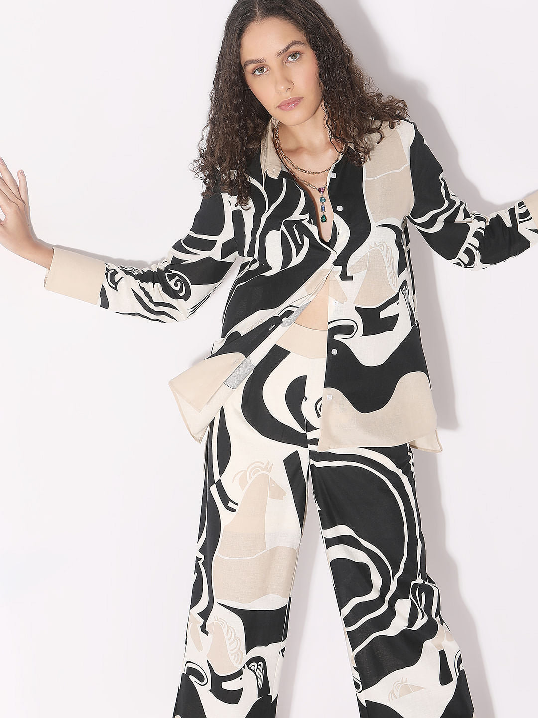 Off-White Abstract Print Co-Ord Set Shirt