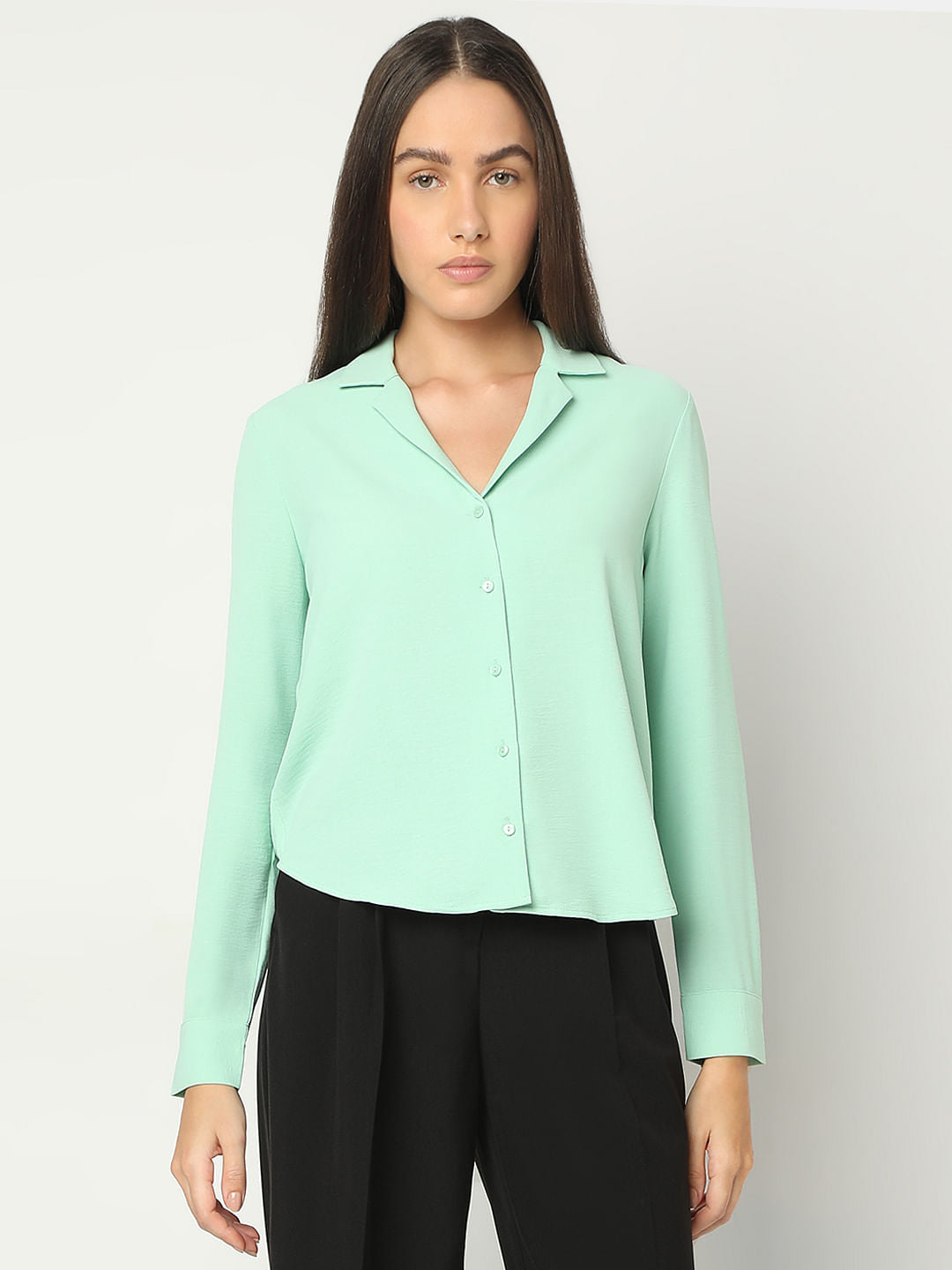 Pastel Green Full Sleeves Shirt