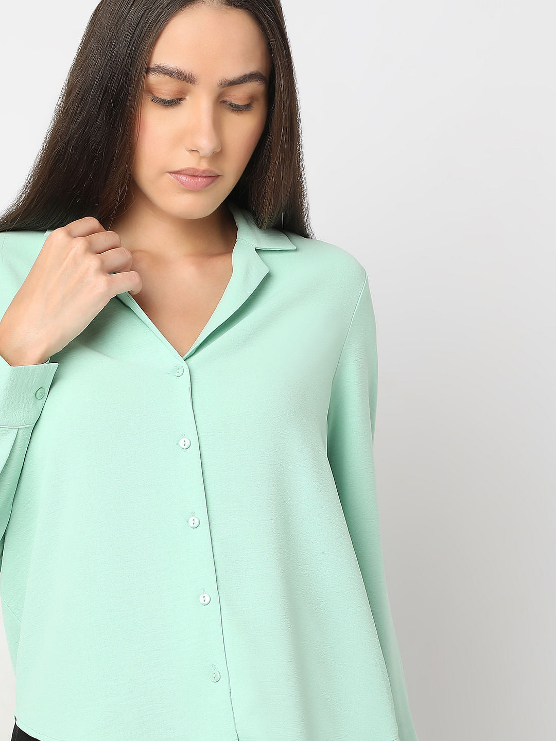 Pastel Green Full Sleeves Shirt