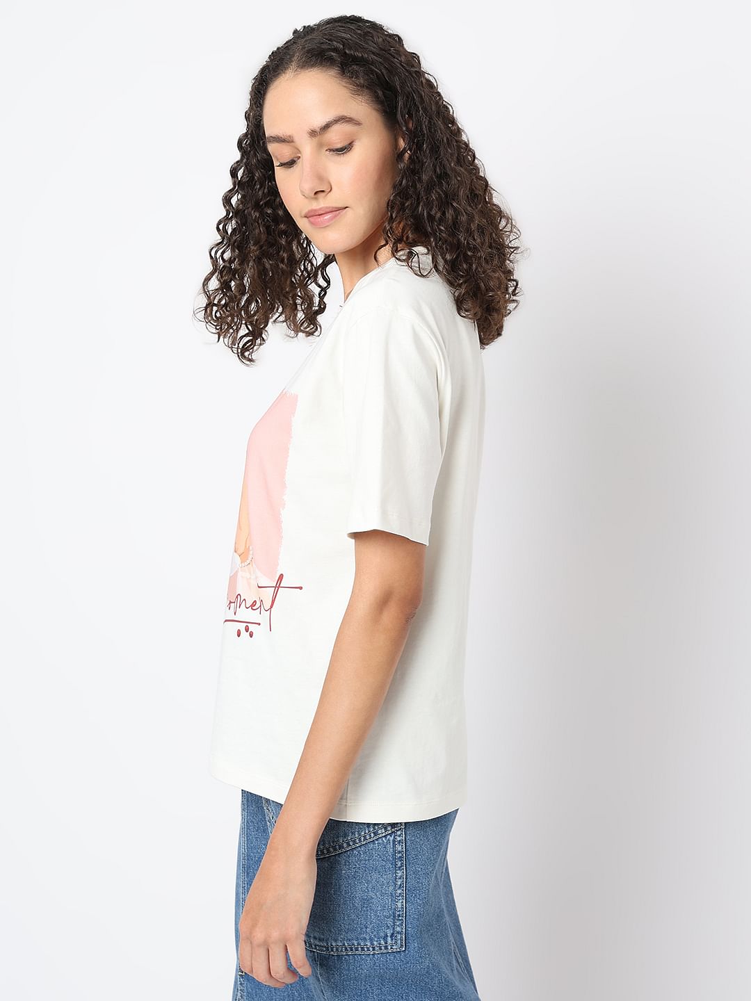 White Graphic Quote Print T-Shirt