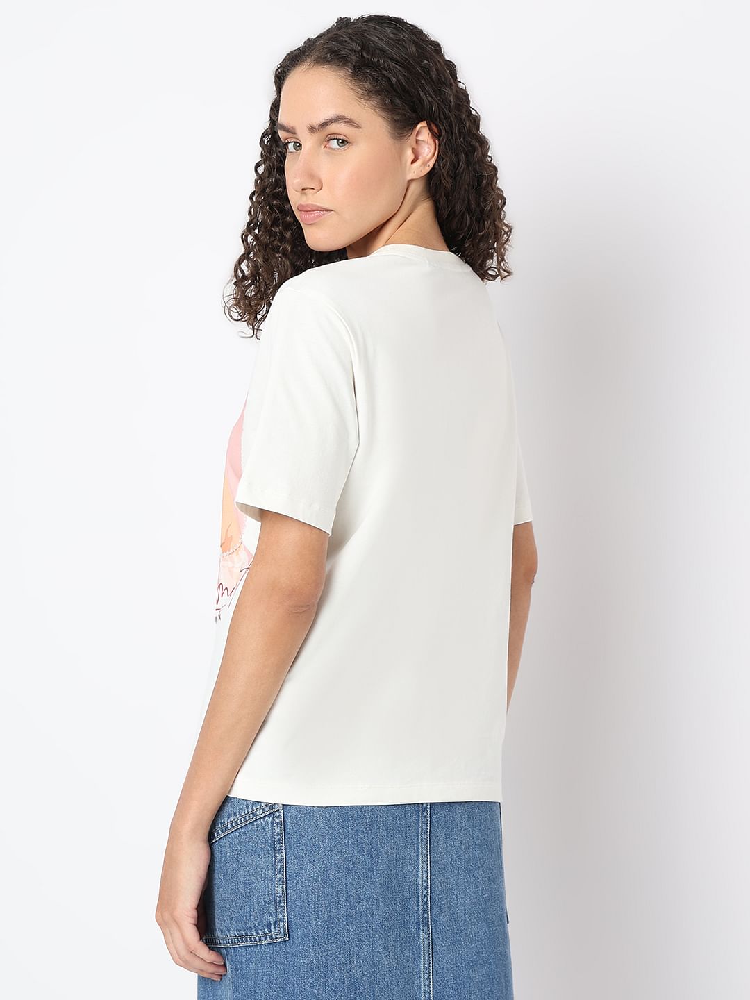 White Graphic Quote Print T-Shirt