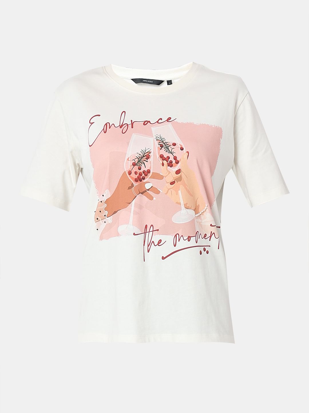 White Graphic Quote Print T-Shirt