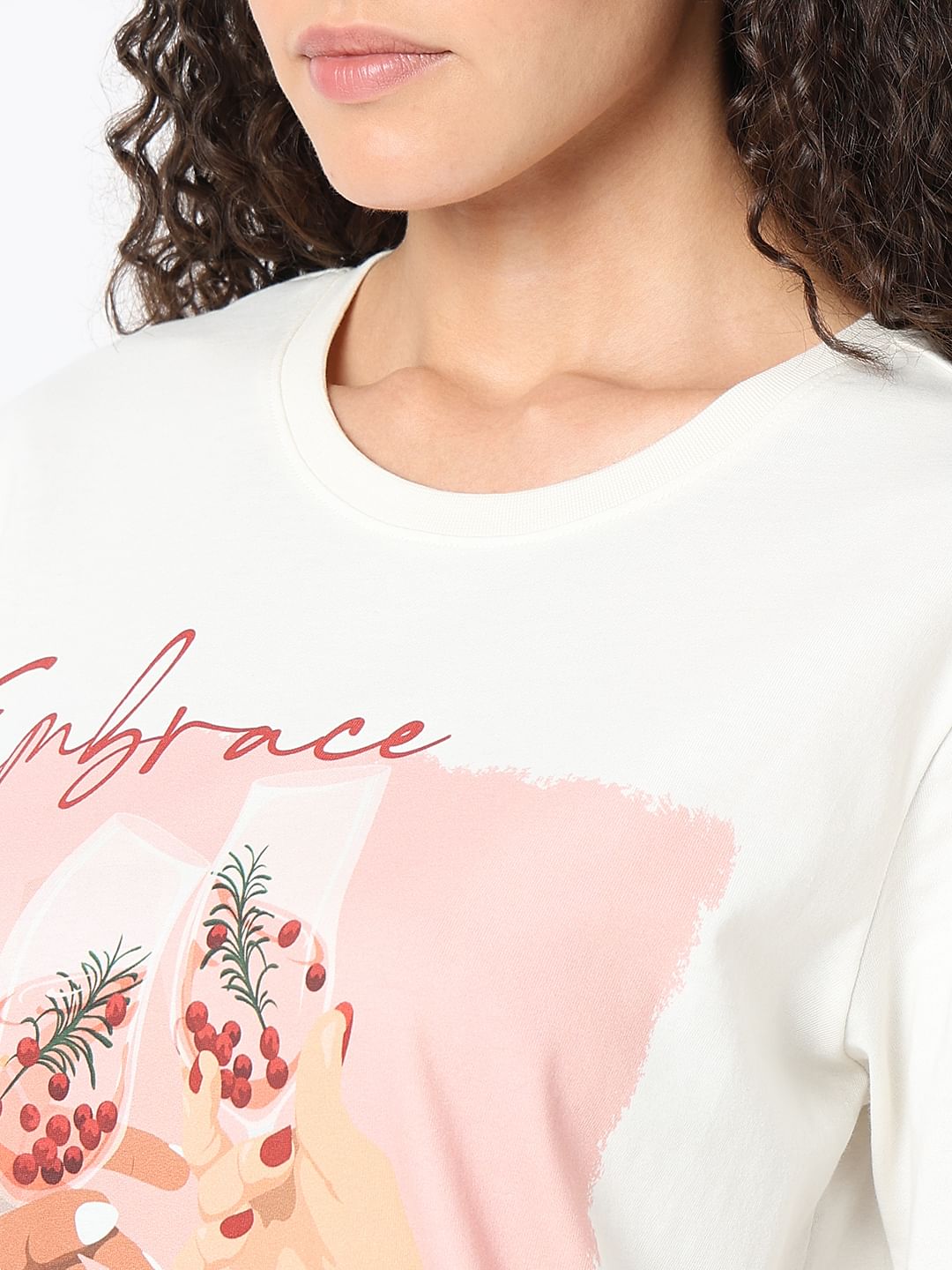 White Graphic Quote Print T-Shirt