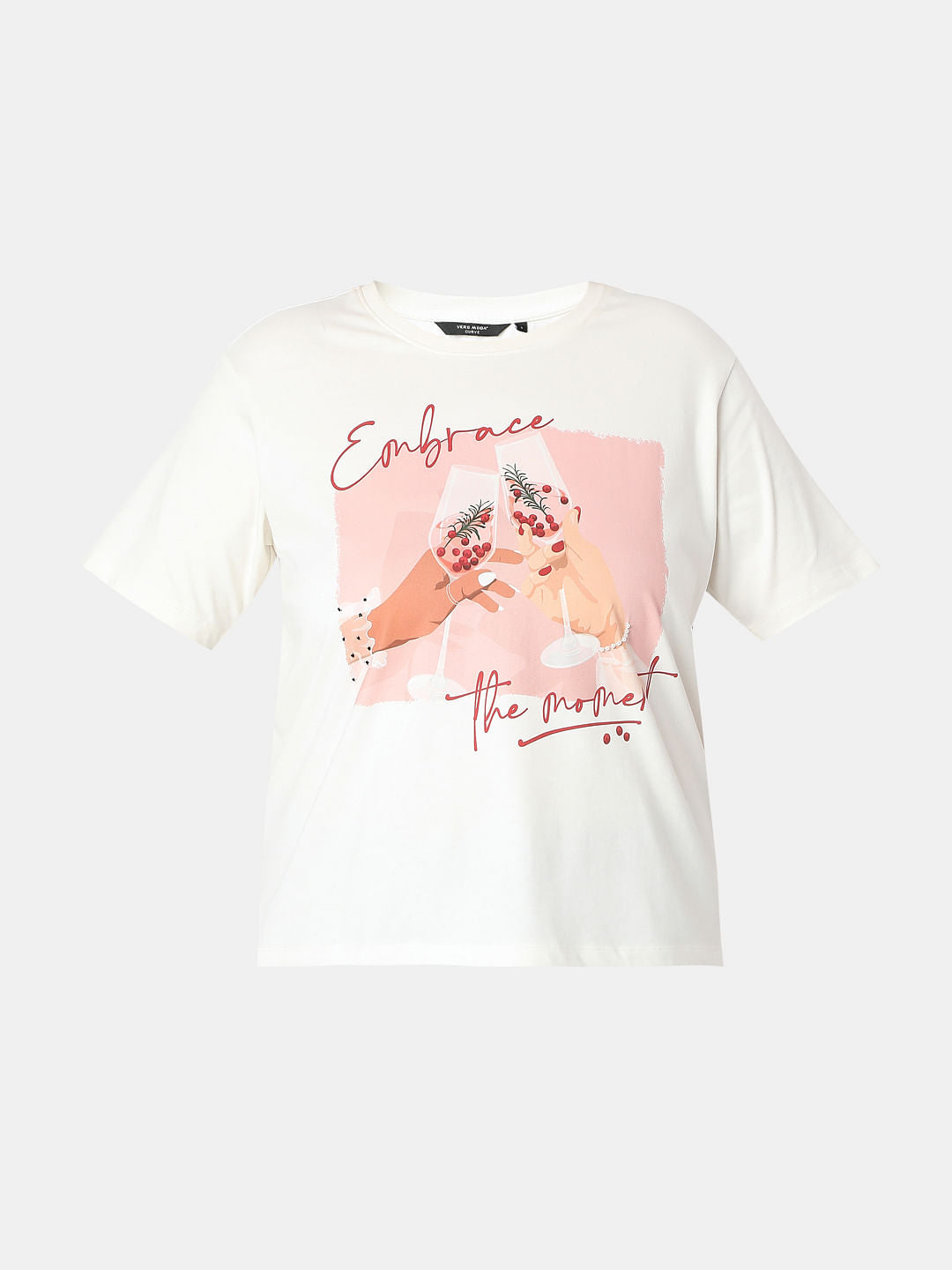 Curve White Graphic Quote Print T-Shirt