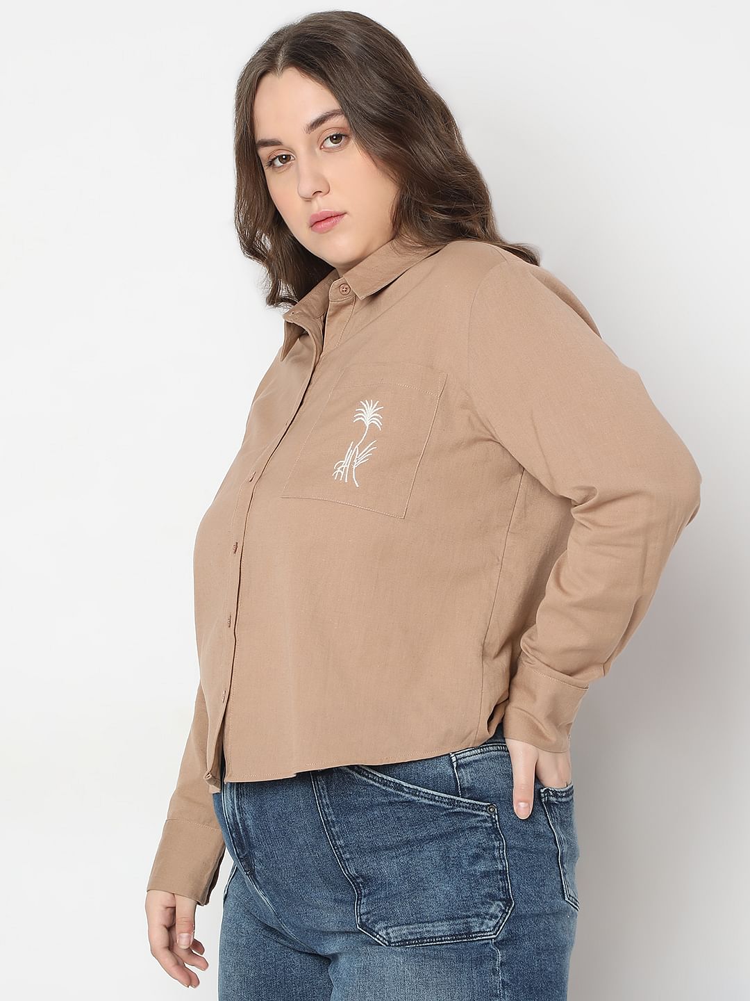 Curve Tan Cotton Shirt
