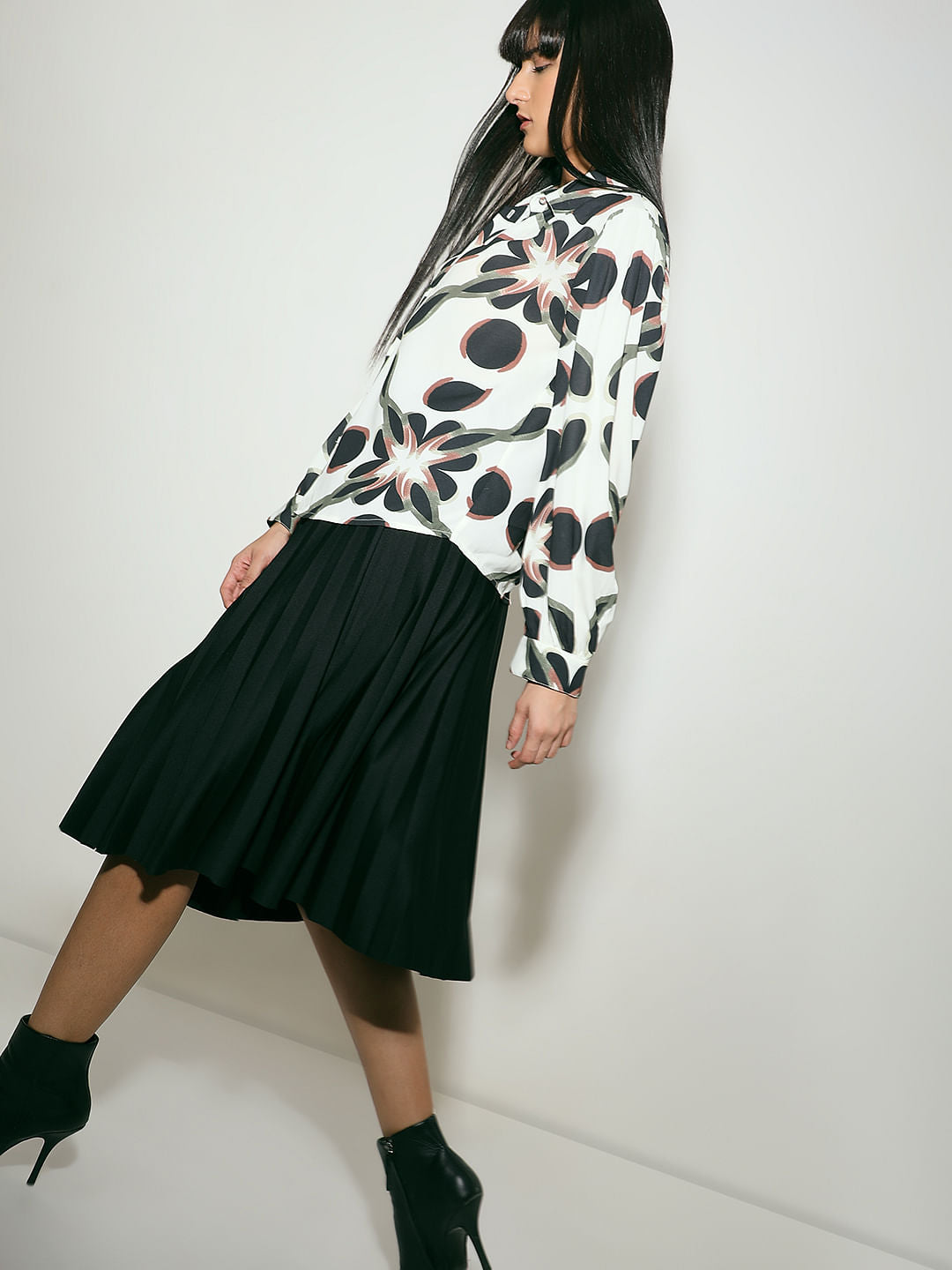 Black Printed Full Sleeves Shirt