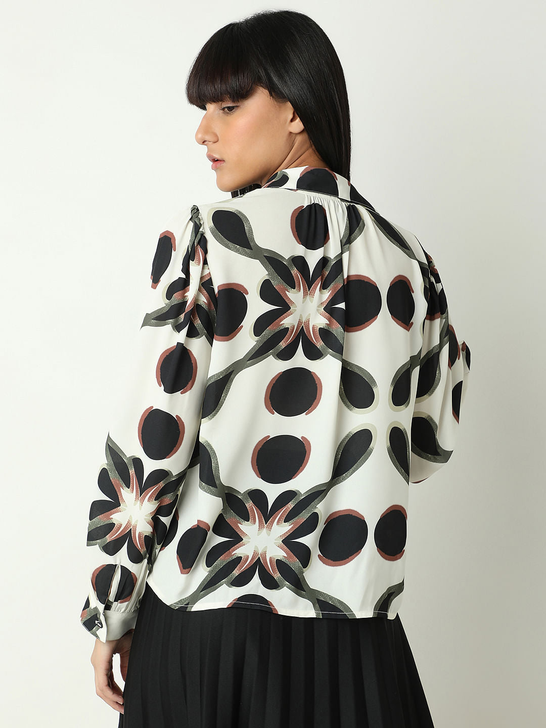 Black Printed Full Sleeves Shirt