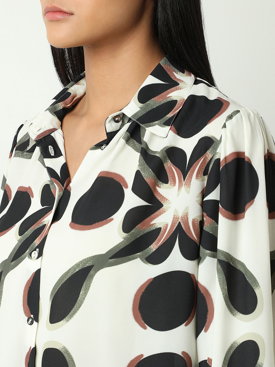 Black Printed Full Sleeves Shirt